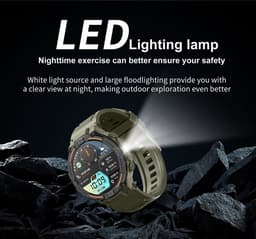 Knobbout 1.52" (3.8cm) Schokbestendig Sport Smartwatch - Zijwaartse LED-verlichting-Bloeddrukmeting, hartslag monitoring en bloedzuurstof (SpO₂)-controle- Bluetooth belfunctie - Sedentaire herinnering-Sedentaire herinnering-Zwart stall+ siliconenband — thumbnail 20