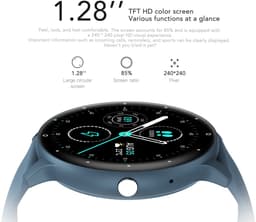 Knobbout 1.28 inch ultradunne smartwatch met gezond heidsmonitoring, sporttracking, muziekbediening, persoonlijke wijzerplaat, bluetooth bellen - - zwart staal+siliconen horlogeband — thumbnail 5
