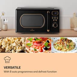 Klarstein Magnetron met Grill, 800 W, 20 Liter, 3-in-1 RVS Zwart, Met Ontdooien en Pizzafunctie, Draaiplateau, Compact - voor Keuken - Bruin - Microwave Combimagnetron Microgolfoven Microwave Oven — thumbnail 5