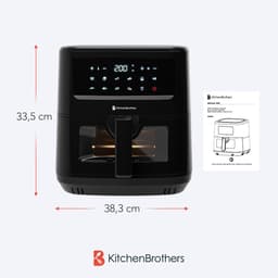 KitchenBrothers Airfryer XXL - PFAS-Vrij - 1800W - 7.5L - Heteluchtfriteuse - Dual Heating - 50ºC tot 200ºC - 10 Kookprogramma's - Zwart — thumbnail 10