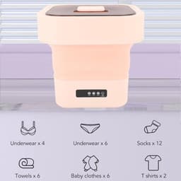 Mini Wasmachine 10 Liter met Automatische Spin Functie en Grote Capaciteit - Opvouwbare Mini Wasmachine voor EU Stopcontact — thumbnail 7
