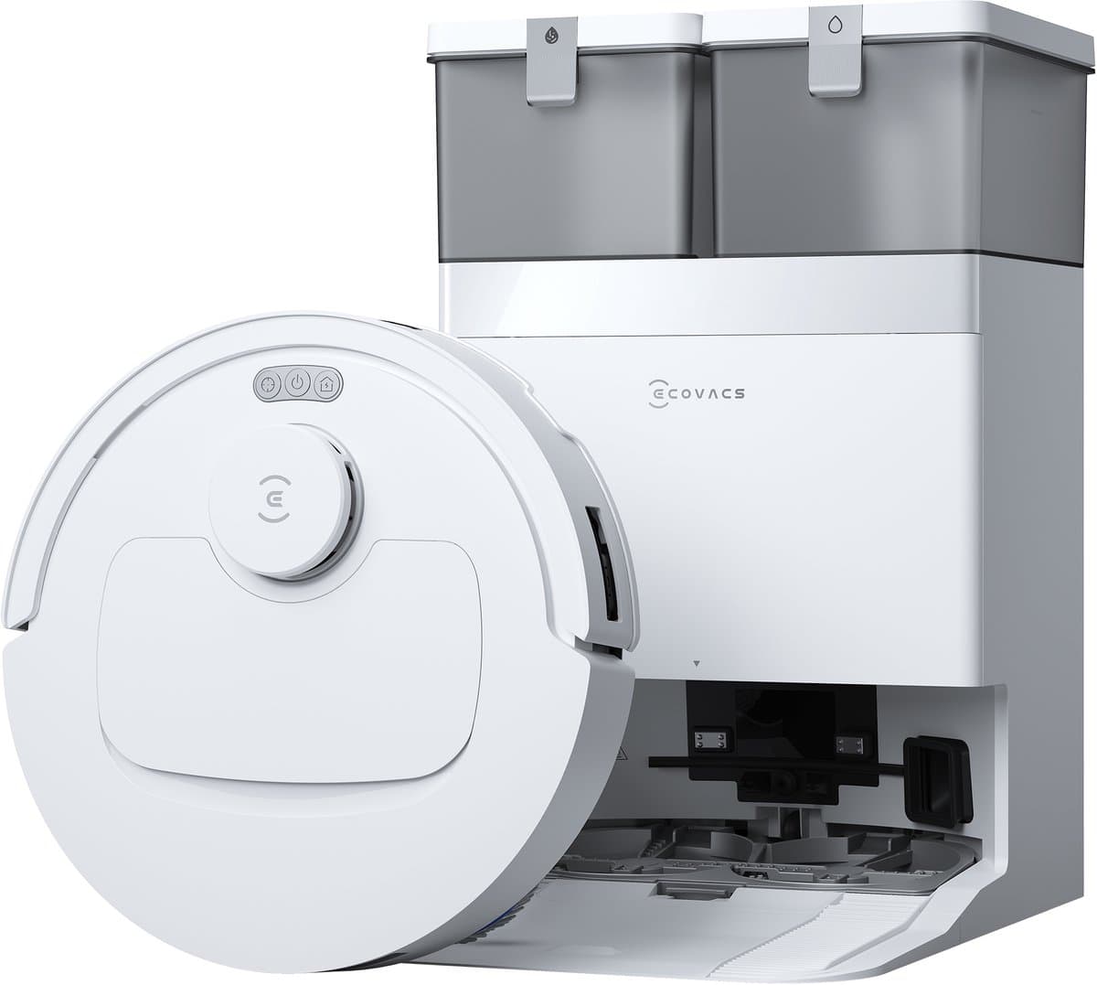 ECOVACS DEEBOT T30e OMNI Robotstofzuiger met dweilfunctie- 25.000 Pa- OZMO Turbo 2.0 dweilen- ZeroTangle 3.0 anti-klit-Triple-V-hoofdborstel- Omni-station-75°C dweilreiniging- Wit — afbeelding 1