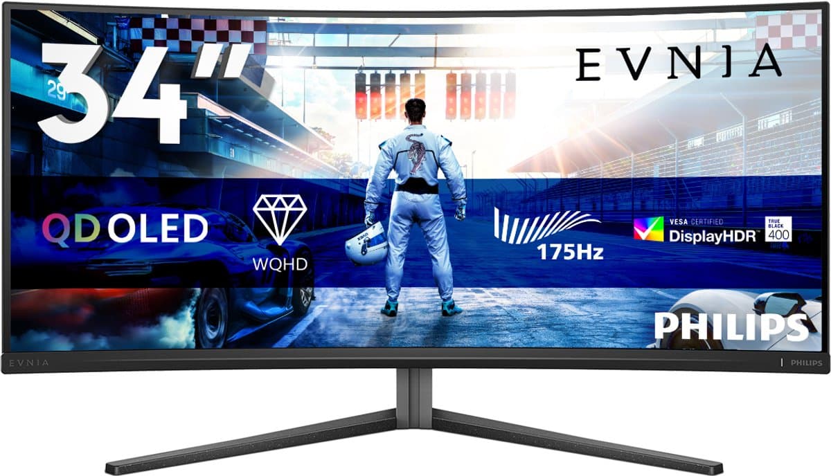 Philips Evnia 34M2C6500 - Ultrawide QD-QHD Curved Gaming Monitor - 1800R - Ambiglow - HDR400 - 10bit - 175hz - 34 inch — afbeelding 1