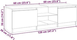 TV Meubel met LED Verlichting 120cm Breed in Gerookt Eiken Kleur — thumbnail 3
