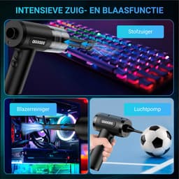 2-in-1 Auto Stofzuiger - Zuigen & Blazen - Kruimeldief - 7 Opzetstukken - Oplaadbaar - Handstofzuiger - Airduster - Zwart — thumbnail 7