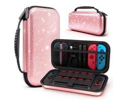 YONO Hard Case geschikt voor Nintendo Switch 2 - Beschermhoes - Opbergtas - Hoes - Koffer - Accessoires - Glitter Roze