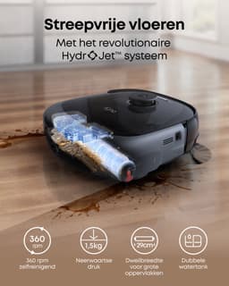 eufy Robotstofzuiger Omni E25, HydroJet dweilsysteem, 20.000 Pa zuigkracht, DuoSpiral borstels die ontklitten, CornerRover arm voor het schoonmaken van hoeken, alles-in-één station, voor gezinnen met huisdieren en kinderen. — thumbnail 7