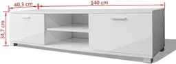 Moderne TV-tafel met 2 Etages en Deuren - Wit Glanzend 140 x 40,3 x 34,7 cm — thumbnail 2