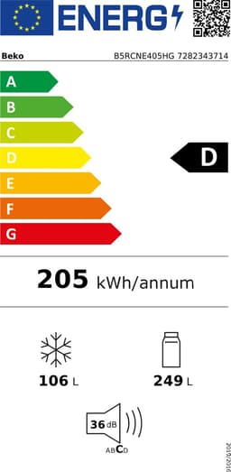 Beko B5RCNE405HG Vrijstaand 355 l Grijs — thumbnail 2