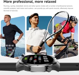 Knobbout 1.53" Stijlvolle Sport Smartwatch – NFC- Kompas, Hoogtemeter, Barometer-Bluetooth Bellen - Draadloos Opladen - hartslag, bloeddruk, zuurstofgehalte (SpO₂) - AI Assistent - medicatie innemen alert - Zwart Leren + Siliconen Band — thumbnail 16
