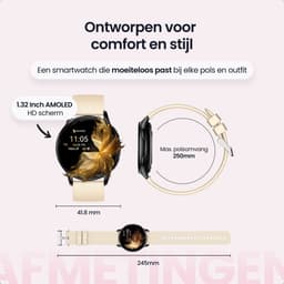 Siltcon® Auréa Smartwatch Dames & Heren - Horloge Dames - Stappenteller Horloge Dames - Hartslagmeter - Slaapmonitor - Saturatiemeter - Geschikt voor iOS/Android - AMOLED - RVS - Elke pols - Incl. 5 Bandjes — thumbnail 13