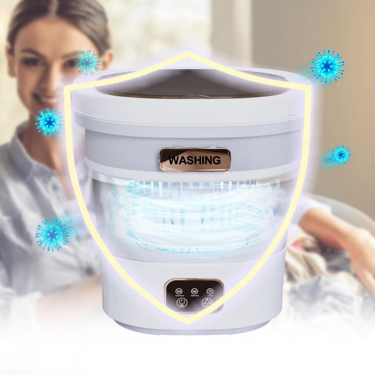 DailySupplies® Mini Wasmachine met Centrifuge - Voor Kleine Wasgoed - Meerdere Programma's - Grijs — afbeelding 1