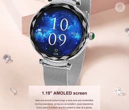 WizBay Premium Select® 1.19inch Smartwatch Dames Heren AMOLED - Android en iOS - Bluetooth Call - Smartwatches - Magnetic Laden - O2 en Bloeddrukmeter - Multiple Sport - Message - Slaap meter - Gold Horlogekast - Gold Band plus Roze TPU Band — thumbnail 19