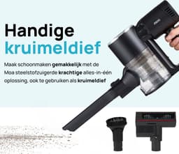 MOA Steelstofzuiger Draadloos - Zonder Zak - Op Accu - 2-in-1 - 180W - Vacuum Cleaner - Zwart - Draadloze stofzuiger — thumbnail 8