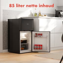 KitchenBrothers Koelkast - 61L Koelvak - 24L Vriesvak - Koelvriescombinatie - IJskast - Frigo - Vrijstaand - Zwart — thumbnail 4