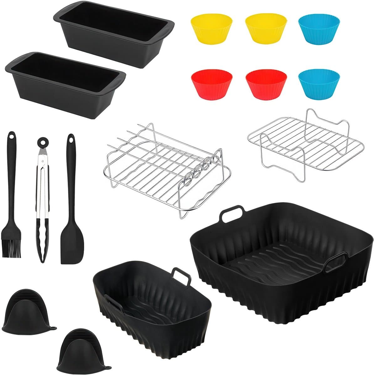 YONO Accessoires Set - geschikt voor Philips Dual Basket Airfryer - 5000 - 3000 series - 18in1 — afbeelding 1