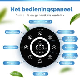 Vibrix PureFlow30 Luchtreiniger / Air Purifier – HEPA H13 + koolstoffilter – 180 m³/u – Voor kamers tot 30 m² – Ionisator – App-bediening – Zeer stil met slaapstand – Luchtkwaliteitindicator — thumbnail 11