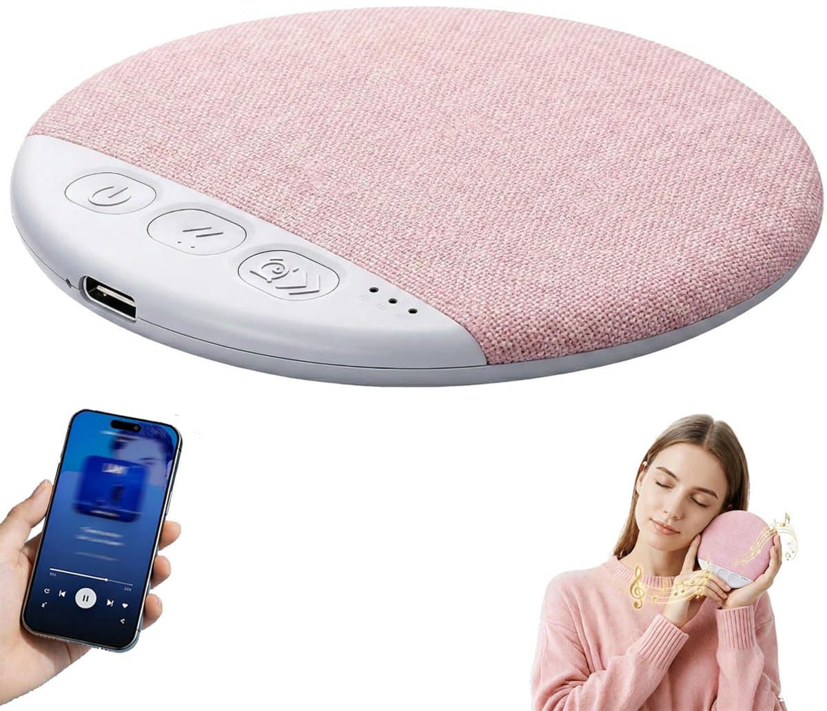 Pillow Speaker, 2026 Nieuwe Bluetooth Kussenluidspreker, Mini Botgeleiding Slaaphulp Met Stereo Bas En Witte Ruis, Ultra-Dunne Stereo Bas, Voor Volwassen Gespecialiseerde Slaapoordopjes, Roze — afbeelding 1