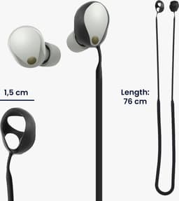 kwmobile Strap Compatible with Sony WF-1000XM5 - Silicone Cord Holder for Wireless Earphones - Black — thumbnail 5