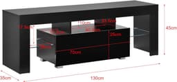 Modern TV Meubel met LED Verlichting en Opbergruimte 130 cm Zwart — thumbnail 6