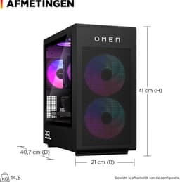 HP OMEN 35L Gaming Desktop Tower | SnowballA 2C25 | AMD RYZEN 9 9900X3D(GRANITE RIDGE) 5.50GHz 12 CORES | LCD Cap 240mm LC BLK | RAM KFURY32GB(1x32GB)DDR56000EXPOR QWERTY AMD Ryzen™ 9 32 GB DDR5-SDRAM NVIDIA GeForce RTX 5080 Windows 11 Home PC Zwart — thumbnail 7