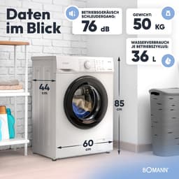 Bomann WA 7161 W Wasmachine - 6KG - 1000 toeren - 16 programma's - Energieklasse A — thumbnail 8