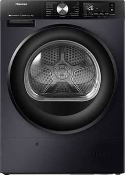 Hisense DH3S902BBCC - Condensdroger - 9 kg - Vrijstaand - Voorbelading - Warmtepomp - Zwart - Draaiknop - TouchControl - 63 dB(A) - Ion Refresh - Allergy Care - Auto Dry — thumbnail 1