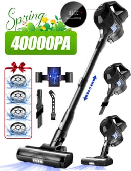 Elekiatech - Steelstofzuiger Draadloos - 50000Pa - 50 Min Gebruikstijd - 1.8L Stofbak - LED display – voor Harde Vloeren, Tapijt en Dierenharen - Zwart — thumbnail 1