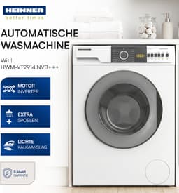 Heinner HWM-VT2914INVB+++ Wasmachine 9 kg – 15 Programma’s Met Anti-Kreukfunctie – Eco Logic & Balance Control-systeem – LED Display – 1400 tpm – Wit – 5 Jaar Garantie — thumbnail 6