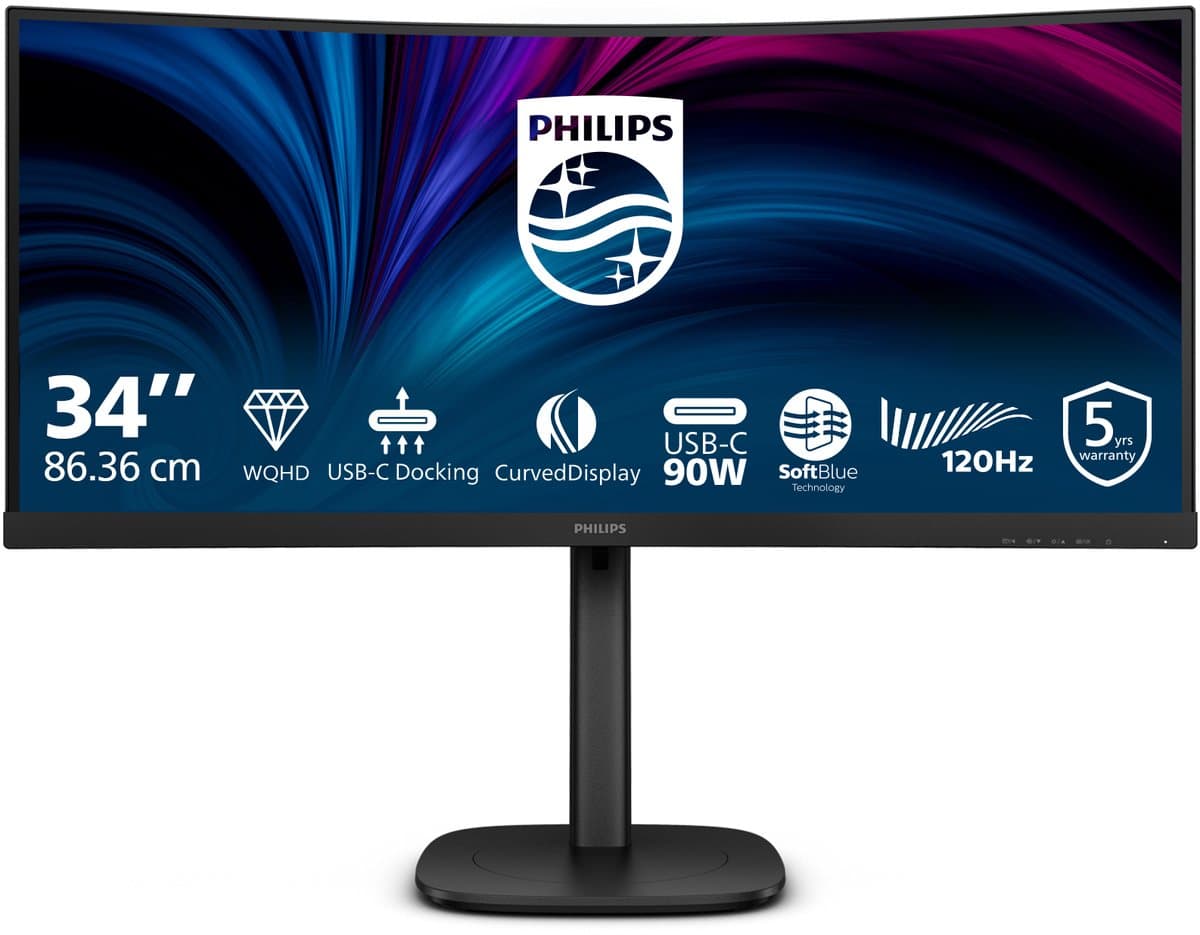 Philips 3000 series 34B2U3600C - Ultrawide USB-C Dock Monitor - 90w - RJ45 - Smart KVM - HDR400 - 34 inch — afbeelding 1