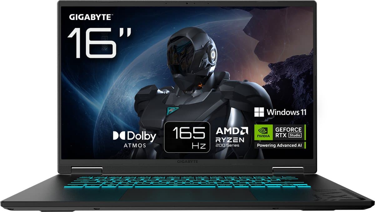 GIGABYTE GAMING A16 3VHK3EE894SH - Gaming Laptop - 16 inch - RTX 5060 - Ryzen 7 - 16GB/1TB — afbeelding 1