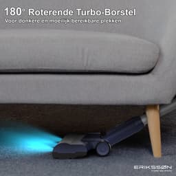 Erikssøn Steelstofzuiger Air Pro Elite 9000 - 2 Accu's - Stofzuiger Draadloos - Zonder Zak Op Accu - Grijs/Blauw — thumbnail 8
