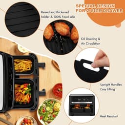 Allecto Premium - Silicone vorm accessoires voor heteluchtfriteuse - geschikt voor Tefal en Philips Dual Basket Airfryer - XL formaat accessoires voor heteluchtfriteuse - Tefal EY9018. — thumbnail 2