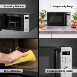 TZS First Austria Magnetron met Grill - 700W/800W - 20L - 8 programma’s - Digitaal - Zwart/RVS — thumbnail 2