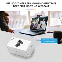 YONO Webcam voor PC met Microfoon - 1080P Full HD - Streaming Camera - Laptop - Office - Gaming - Zwart — thumbnail 6