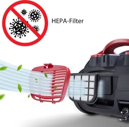 Deuba - Stofzuiger 900 W - Krachtig Volume - HEPA Filter Rood — thumbnail 2