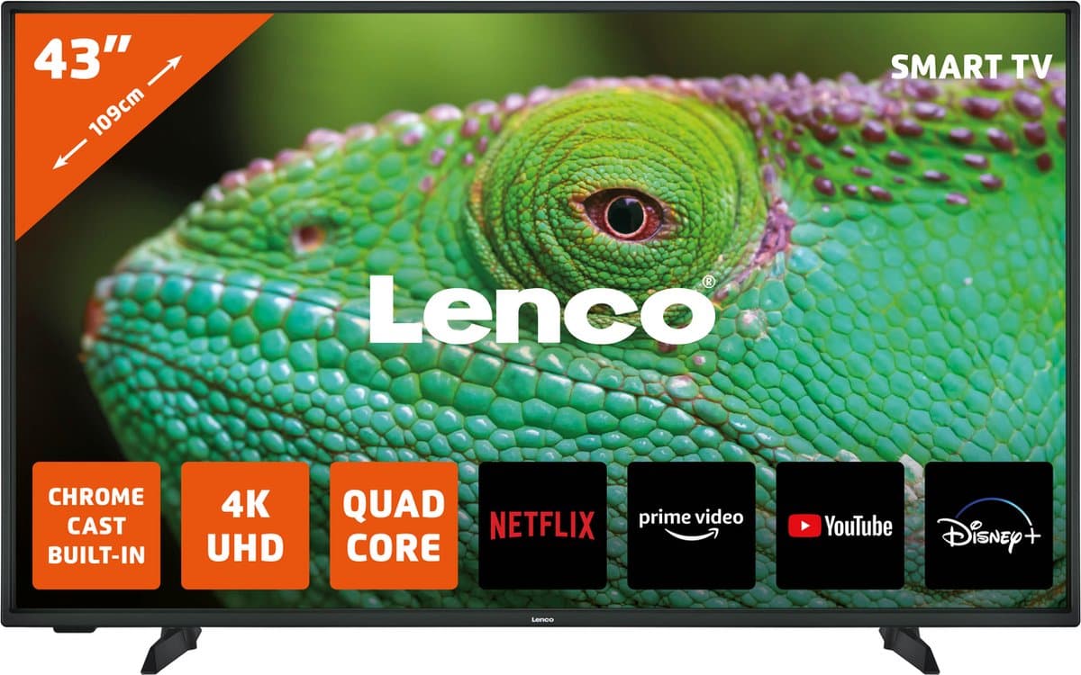 Lenco LED-4353BK - 43" 4K Android Smart TV - Zwart — afbeelding 1