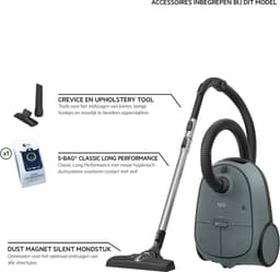 AEG AB61C1OG Clean 6000 - Stofzuiger met zak - Ocean Green - Hepa filtratie - Vacuum cleaner - Alle vloertypen - 650 watt - Lang snoer 12m bereik - 2 extra accessoires - Compact design — thumbnail 2