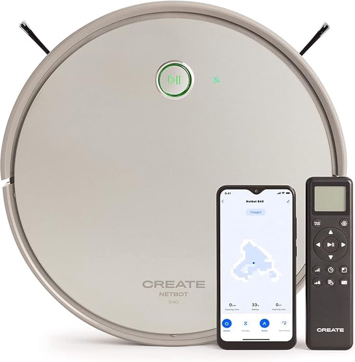 CREATE NETBOT S40 - 4-in-1 Robotstofzuiger Smart - Dweilfunctie - Automatisch - Laadstation - Google Home & Alexia — afbeelding 1