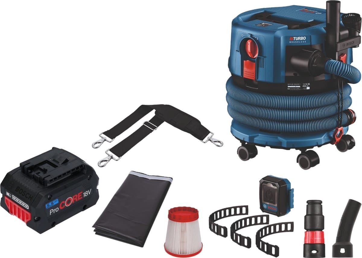 Bosch GAS 18V-12 MC Professionele snoerloze stofzuiger BITURBO Brushless + 1x ProCore accu 5,5 Ah + accessoires - zonder lader — afbeelding 1