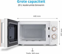 MEDION Magnetron (houtlook, 20 liter, 700 watt, spiegelende deur, 5 vermogensstanden, ontdooifunctie, timer, MD10596) wit — thumbnail 11