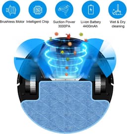 LIECTROUX® Model M7S PRO Robot Stofzuiger, Droog en Nat Dweilen Combo, Smart Mapping, WiFi App, 4KPa Zuigkracht, Borstelloze Motor, Werkt met Alexa en Google Assistant, Ideaal voor Huisdierhaar, Tapijt, Harde Vloer — thumbnail 3