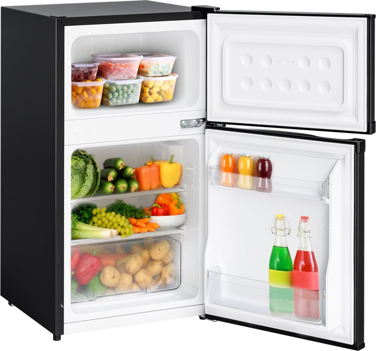 KitchenBrothers Koelkast - 61L Koelvak - 24L Vriesvak - Koelvriescombinatie - IJskast - Frigo - Vrijstaand - Zwart — afbeelding 1