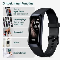 FITAGE Stappenteller & Hartslagmeter - Activity Tracker - Stappenteller Horloge - Smartwatch - Heren, Dames en Kinderen - Zwart — thumbnail 6