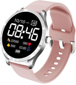 Belesy® BQSiRgPk Pro - Smartwatch Dames – Smartwatch Heren - Horloge - 1.28 inch - Kleurenscherm - Stappenteller - Bloeddruk - Hartslag - 75+ Wijzerplaten – Sporten – Zilver – Siliconen - Roze - Kerstcadeau — thumbnail 11