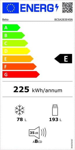 Beko BCSA283E4SN - Inbouw koel-vriescombinatie - 271 l E — thumbnail 13