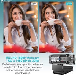 Full HD Webcam met Ruisvrije Microfoon - Incl. Tripod en Webcam Cover - 1080P - Voor Laptop en PC - Windows en Mac — thumbnail 2