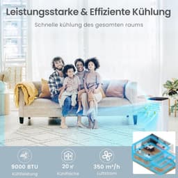 COSTWAY 9000 BTU mobiele airconditioner met luchtafvoerslang, 4 in 1 airconditioner met koeling, ventilator, verwarming & ontvochtiger, koeleenheid met slaapstand, 24 uur timer, afstandsbediening [energieklasse A]. — thumbnail 4