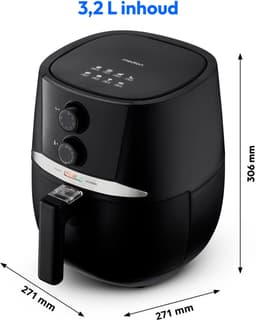 MEDION E20 L Airfryer (heteluchtfriteuse, 3,2 liter frituurmand, ca. 1400 watt, eenvoudige bediening, olievrij frituren, 30 min timer, oververhittingsbescherming, MD10711) zwart — thumbnail 7