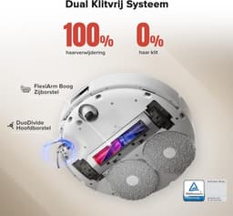 Roborock Qrevo Curv – Robotstofzuiger met dweilfunctie – 18500 Pa zuigkracht – Zelfreinigend dock & AI-navigatie – Dual Anti-Tangle-systeem – AdaptiLift-chassis – 75 ℃ warmwater mopwas – Intelligente vuildetectie & spraakassistent – Wit — thumbnail 8